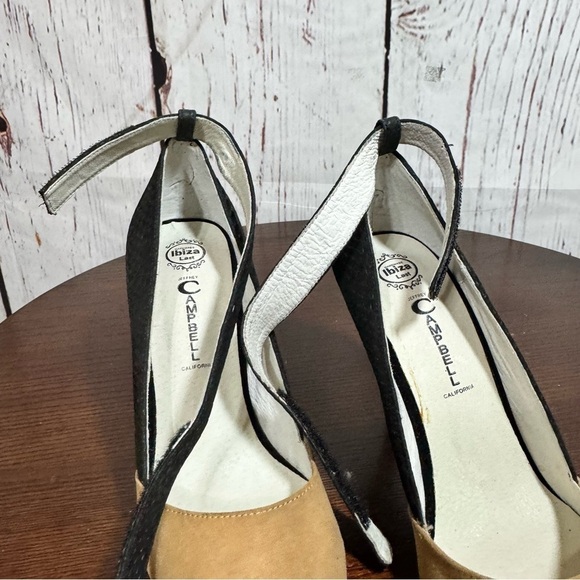 JEFFREY CAMPBELL DEAREST ankle wrap suede nude & black faux snakeskin Pumps 6.5 - Picture 3 of 14